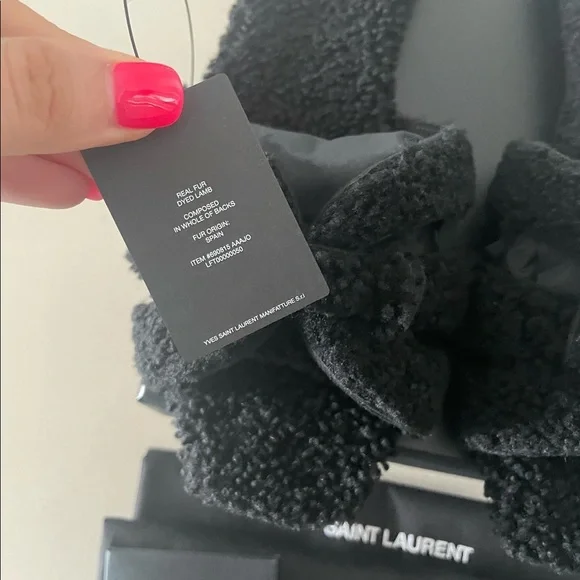 Saint Laurent Tribute Shearling Sandals - Picture 2 of 7